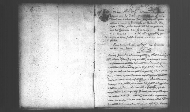 FONTENAY-LE-VICOMTE. Naissances, mariages, décès : registre d'état civil (1814-1831). 