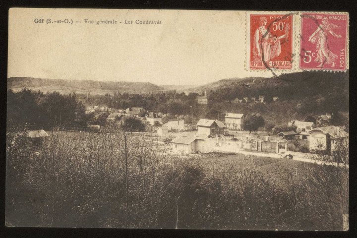 GIF-SUR-YVETTE. - Vue générale, les Coudrayés . Edition Union phototypique parisienne, 1937, 1 timbre à 50 centimes et un timbre à 5 centimes, sépia. 