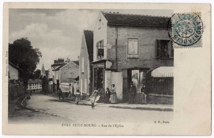 EVRY. - Evry-Petit-Bourg. Rue de l'église [Editeur Charron, 1906, timbre à 5 centimes]. 