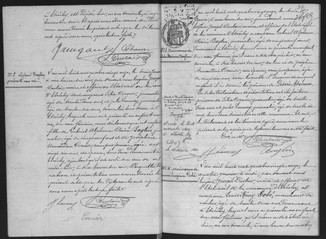 ETRECHY.- Naissances, mariages, décès : registre d'état civil (1891-1898). 