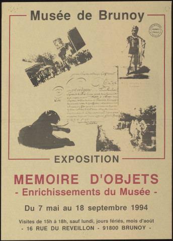 BRUNOY. - Exposition : mémoire d'objets, Musée de Brunoy, 7 mai-18 septembre 1994. 