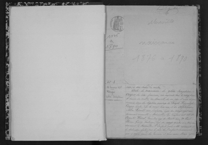 MEREVILLE . Naissances : registre d'état civil (1876-1890). 
