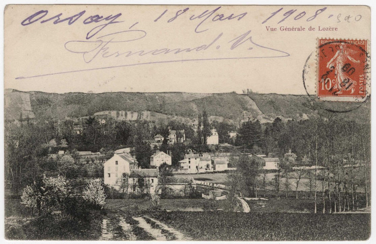ORSAY. - Lozère. Vue générale, [Editeur Trianon, 1909, timbre à 10 centimes]. 