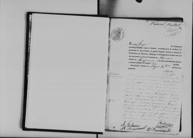 MORANGIS. Naissances, mariages, décès : registre d'état civil (1841-1861). 