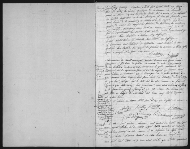 ROINVILLE-SOUS-DOURDAN. - Registre des délibérations du conseil municipal, enregistrement des plaintes (1811, 1845), notes diverses (1830-1848) en fin de registre (1831-1849). 
