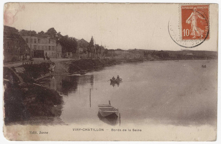 VIRY-CHATILLON. - Bords de la Seine [Editeur Josse, 1917, timbre à 10 centimes, sépia]. 