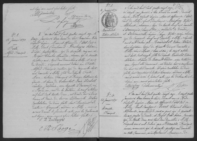 MILLY-LA-FORET. - Naissances, mariages, décès : registre d'état civil. 