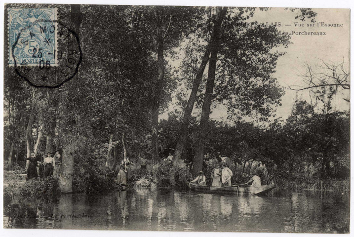 FERTE-ALAIS (LA). - Vue sur l'Essonne, les Porchereaux [Editeur Jouin, 1906, timbre à 5 centimes]. 