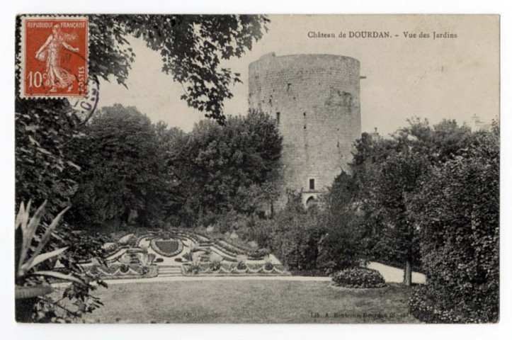 DOURDAN. - Château. Vue des jardins. Boutroue (1906), 19 lignes, 10 c, ad. 