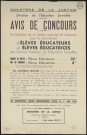 PARIS (Département).- Avis de concours pour le recrutement d'élèves éducateurs et d'élèves éducatrices des services extérieurs de l'Education surveillée, 1960. 