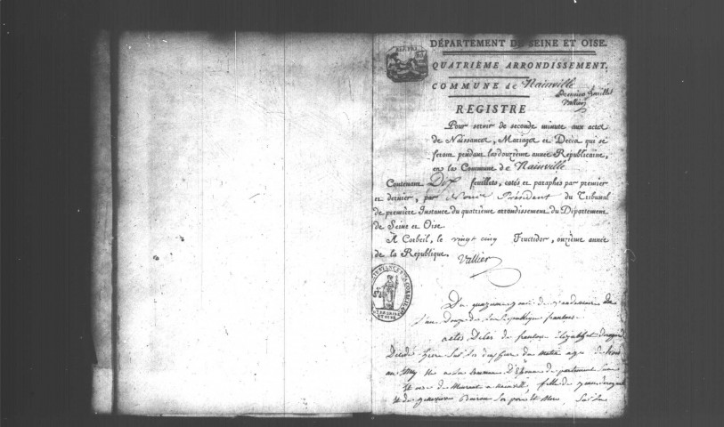NAINVILLE-LES-ROCHES. Naissances, mariages, décès : registre d'état civil (an XII-1822). 