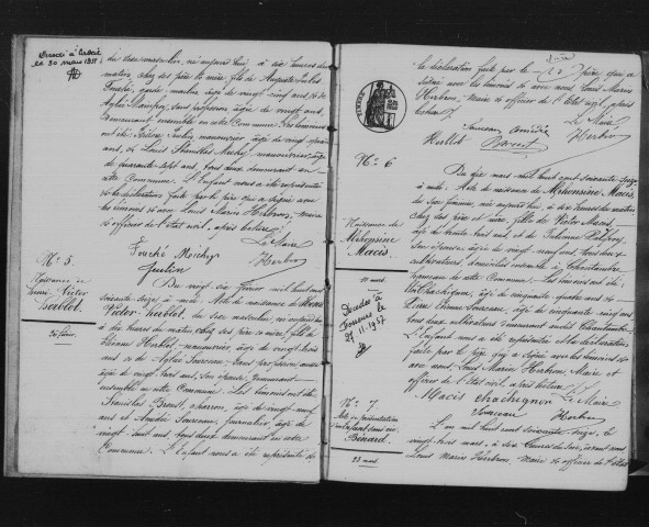 BUNO-BONNEVAUX. Naissances, mariages, décès : registre d'état civil (1876-1890). 