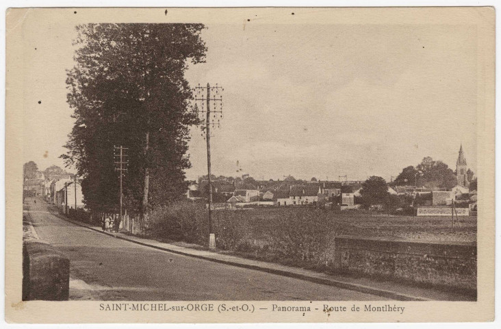 SAINT-MICHEL-SUR-ORGE. - Panorama route de Montlhéry [Editeur Baslé, timbre à 40 centimes]. 