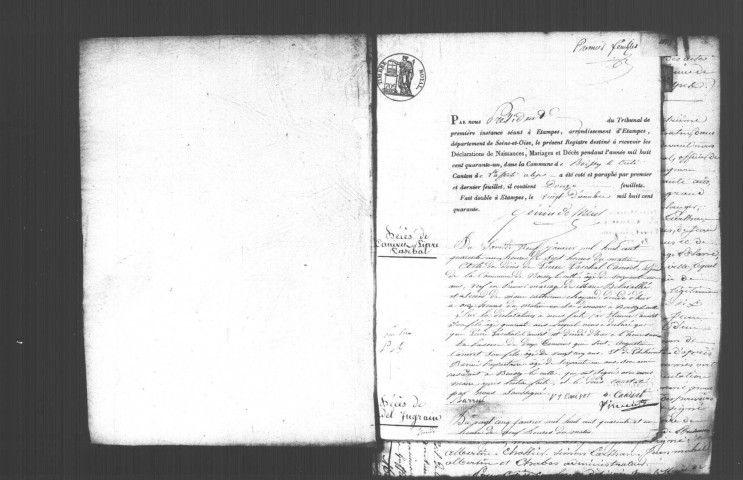 BOISSY-LE-CUTTE. Naissances, mariages, décès : registre d'état civil (1841-1860). 