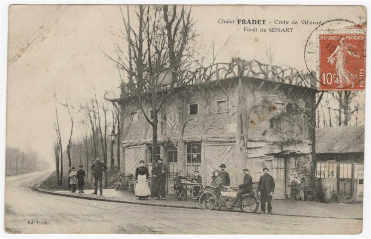 QUINCY-SOUS-SENART. - Chalet Fradet. Croix de Villeroy. Forêt de Sénart [Editeur Fradet, timbre à 10 centimes]. 