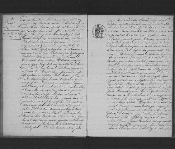 ESSONNES. Mariages : registre d'état civil (1875). 