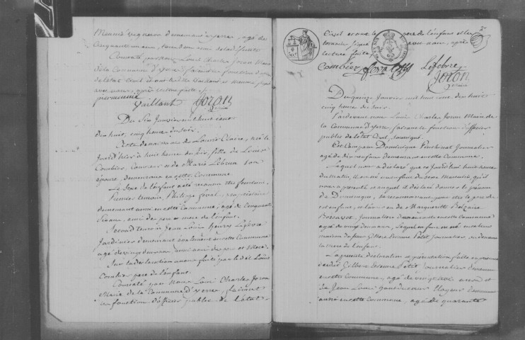 YERRES. Naissances, mariages, décès : registre d'état civil (1818-1824). 
