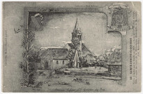 SAINTE-GENEVIEVE-DES-BOIS. - Eglise (démolie par la foudre en 1872), (d'après desin de 1895) [Editeur Paul Allorge (composition), collection Malte-Brun, 1907, timbre à 10 centimes]. 