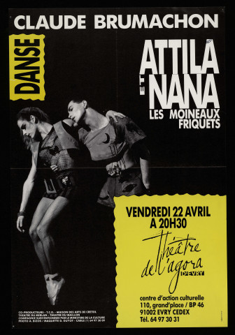 EVRY.- Spectacle de danse : Attila et Nana, les moineaux friquets, Claude Brumachon, Théâtre de l'Agora, [22 avril 1988]. 