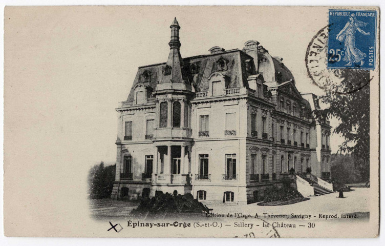 EPINAY-SUR-ORGE. - Sillery. Le château. Thévenet (1921), 6 lignes, 25 c, ad. 