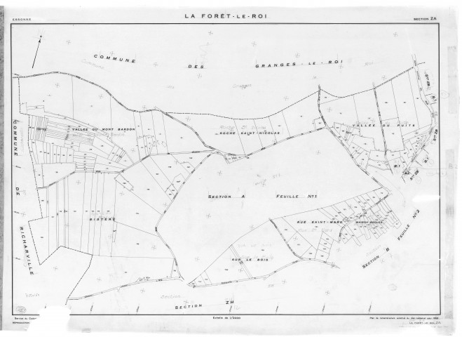 FORET-LE-ROI (la).- Cadastre révisé pour 1938 : plan du tableau d'assemblage ; cadastre renouvelé pour 1956 : plans de la section ZA, section ZG, (3 plans]. 