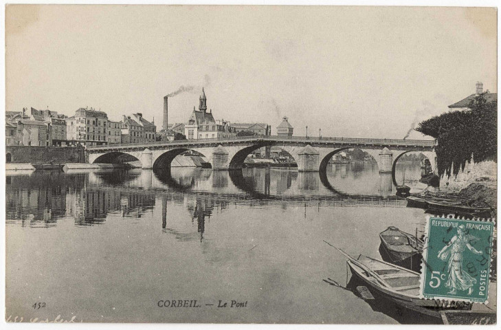 CORBEIL-ESSONNES. - Le pont, ND, 1908, 1 mot, 5 c, ad. 