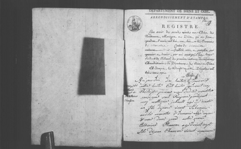 MAROLLES-EN-BEAUCE. Naissances, mariages, décès : registre d'état civil (1808-1838). 