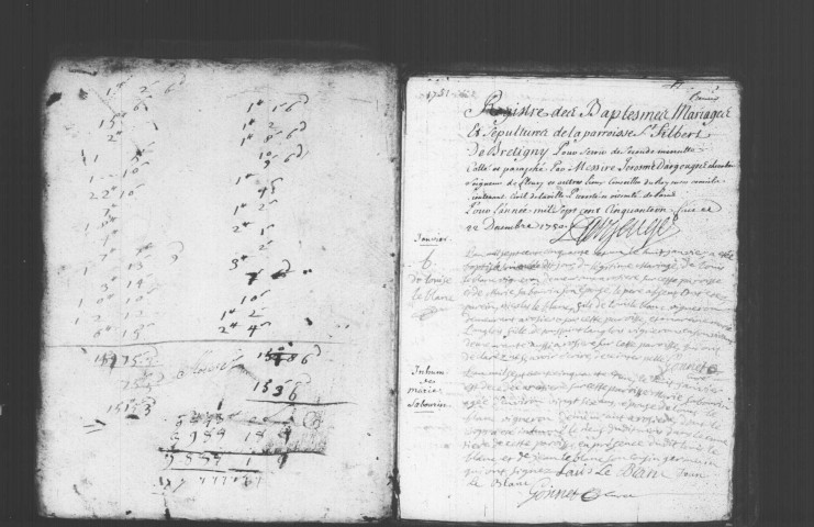 BRETIGNY-SUR-ORGE. Paroisse Saint-Philibert : Baptêmes, mariages, sépultures : registre paroissial (1741-1752). 