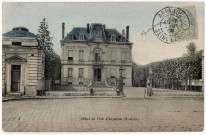 ARPAJON. - Hôtel de ville d'Arpajon, 1906, 1 mot, 5 c, ad., coloriée. 