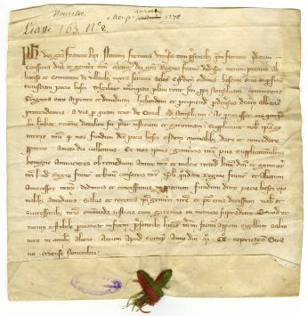 Abbaye de Villiers, acte de 1278, cote 71H20