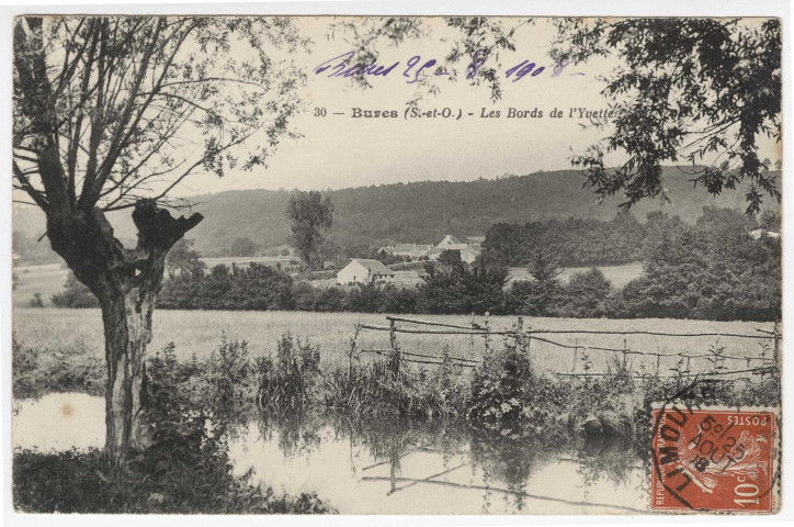 BURES-SUR-YVETTE. - Les bords de l'Yvette, 1908, 16 lignes, 10 c, ad. 
