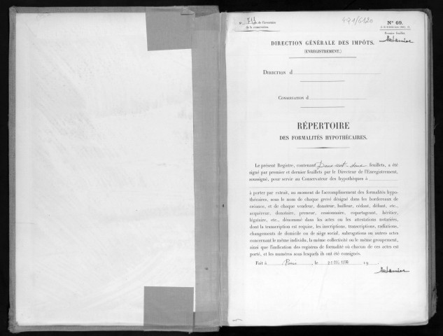 Conservation des hypothèques de CORBEIL. - Répertoire des formalités hypothécaires, volume n° 713 : A-Z (registre ouvert en 1950). 