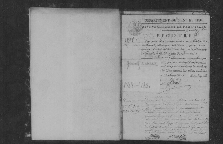 GOMETZ-LE-CHATEL. Naissances, mariages, décès : registre d'état civil (1808-1821). 