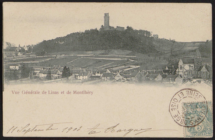 Montlhéry.- Vue générale de Linas et de Montlhéry (13 septembre 1903). 
