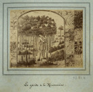 MARCOUSSIS.- Le garde de la Héronnière, 1876, N et B. Dim. 11,5 x 15 cm. [reproduction d'une enluminure]. 