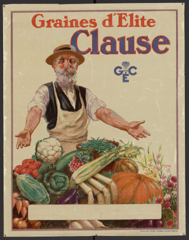 BRETIGNY-SUR-ORGE. - Affiche publicitaire pour les graines d'élites Clause (1920). 