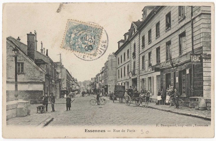 ESSONNES. - Rue de Paris [route nationale], Beaugeard, 1906, 5 c, ad. 