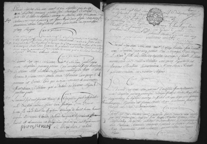 MEROBERT. - Registres paroissiaux : baptemes, mariages, décès (1769-1792). 