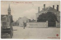 PUSSAY. - Eglise et mairie [Editeur Rameau, 1913, timbre à 5 centimes]. 