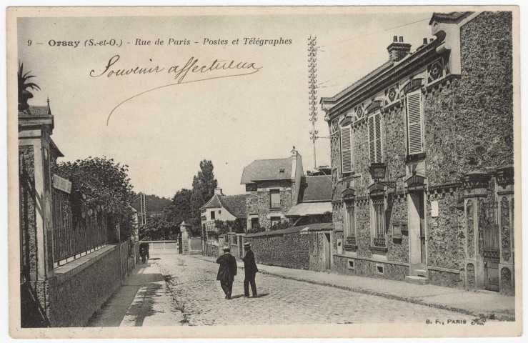 ORSAY. - Rue de Paris. Postes et télégraphes [Editeur BF]. 
