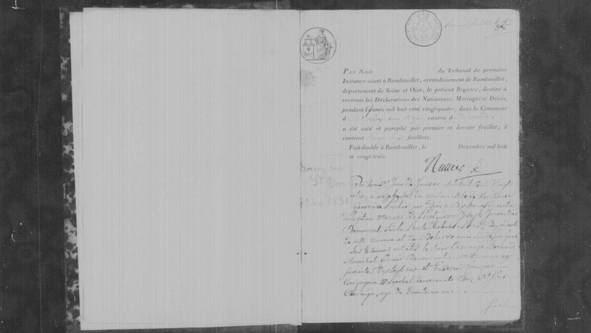 BOISSY-SOUS-SAINT-YON. Naissances, mariages, décès : registre d'état civil (1824-1831). 