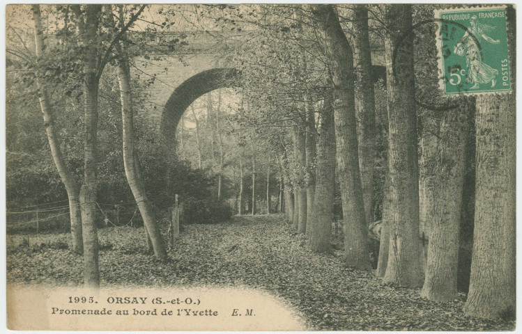 ORSAY. - Promenade au bord de l'Yvette. Edition EM, 1913, 1 timbre à 5 centimes. 