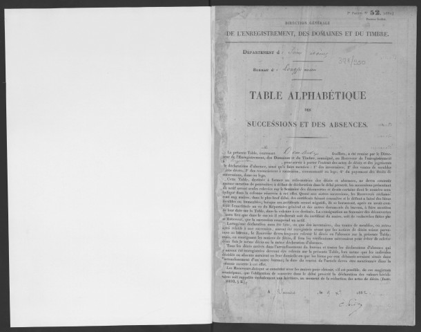 LONGJUMEAU - Bureau de l'enregistrement. - Table des successions, vol. n°15 (1886 - 1890). 