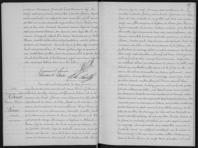 SAINT-CHERON. - Naissances, mariages, décès : registre d'état civil.