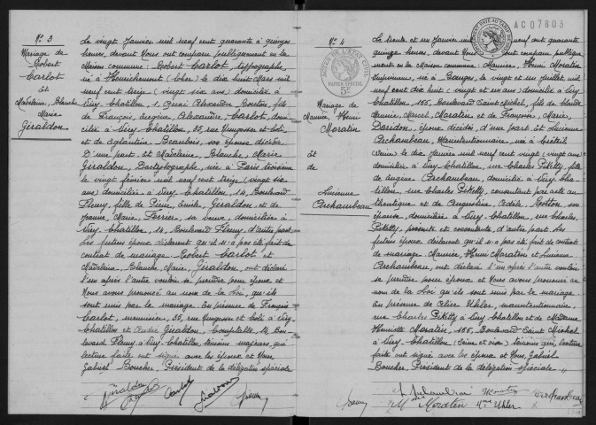 VIRY-CHATILLON. - Mariages : registre d'état civil.