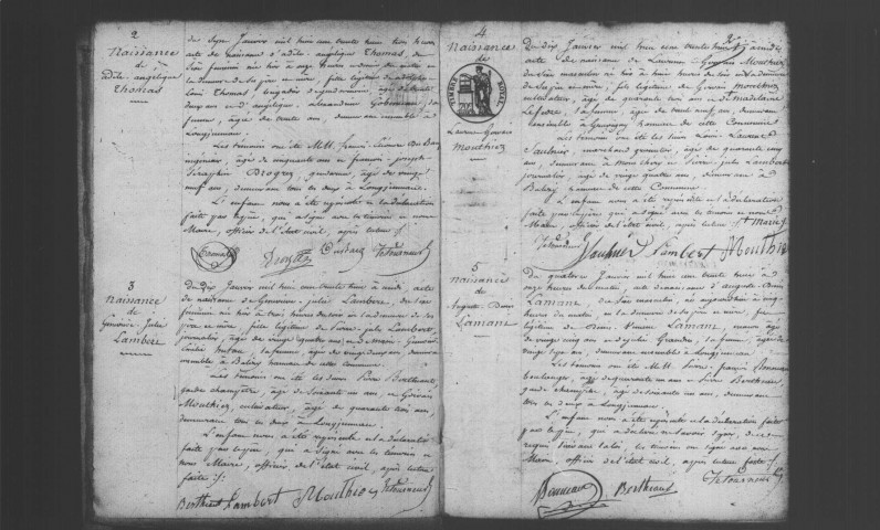 LONGJUMEAU. Naissances, mariages, décès : registre d'état civil (1838-1842). 