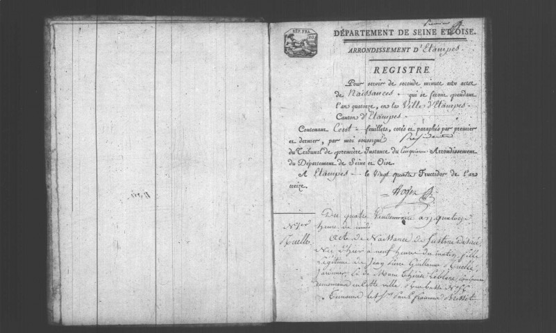 ETAMPES. Naissances : registre d'état civil (an XIV). 