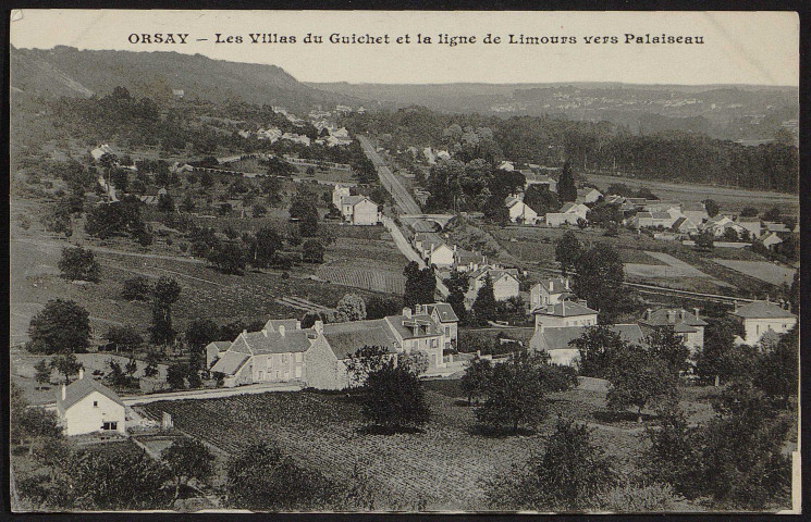ORSAY.- Le Guichet. Les villas du Guichet et la ligne de Limours vers Palaiseau, sans date.