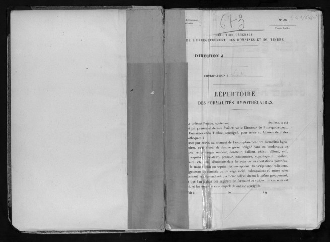 Conservation des hypothèques de CORBEIL. - Répertoire des formalités hypothécaires, volume n° 673 : A-Z (registre ouvert vers 1949). 