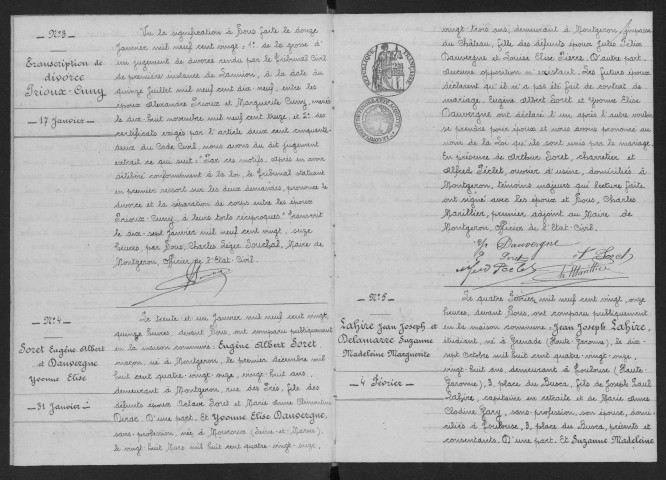 MONTGERON. - Mariages : registre d'état civil.